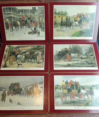 Clover Leaf Vintage Table Mats, Coaching Scenes (Qty. 6) Made in United Kingdom