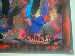 Original Abstract Painting Signed Scarlett Rolph Nonobjective Vintage Modern 18″