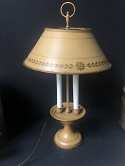 RARE! Vintage TOLE GOLD Tan Florentine Metal LAMP *Bouillotte Toleware Antique