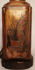 1950s FREDERICK COOPER vtg asian tea canister hollywood regency table lamp art