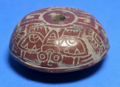 PRE-COLUMBIAN MIXTEC DECORATED CERAMIC SPINDLE WHORL