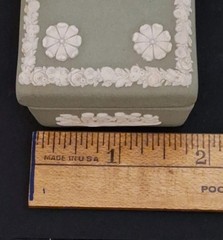 Vintage Wedgwood Cream On Sage Jasperware Trinket Box