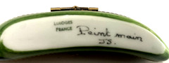 LIMOGE PEAPOD TRINKET BOX AF 4” Peint Main Signed France Vegetable