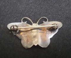 Vintage Silver 925 Butterfly Brooch Enamel Norway Blue Yellow Used