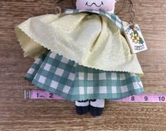 Vintage Cow Angel Hand Crafted Painted Country Farm Cloth Body 11” Gingham Skirt