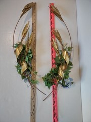 Vtg Home Interiors Brass Wheat Sheaf 2 Piece Wall Hanging Decor MCM Homco 31″