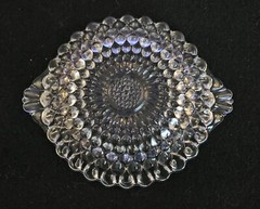 Set 6 Queens Necklace Pressed Glass Small Bowls w/ Handles & Tiny Hobnail Center
