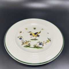Varages Vieux Fine Porcelain Bird Pattern Plate Dish Set 2 Plates Dishes France