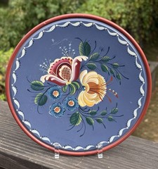 Vintage 1987 Hand Painted Rosemaling Wall Plaque D 8” Signed Anet Onstott