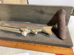 Wood Decorative Fishing Shelf Trout Rustic Lake Cabin Cottage Fathers Day 1980s