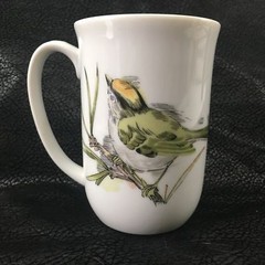 Vintage 1976 ENESCO Song Bird 10 oz. Mug YELLOW WARBLER Fine China Slim