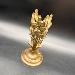 Vintage Art Nouveau Brass Candle Vase Holder Floral Decorative Ornate Display
