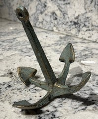ANCHOR Rustic Nautical Home Decor Cast Iron 7″ Metal Bronze Verdigris Green GUC