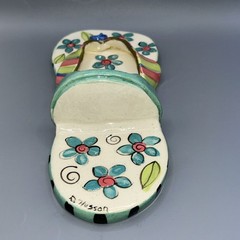 Diane Husson Ceramic Wall Hanging Flip Flop Shelf/ Tealight Holder 10.5”Tx4.75”W