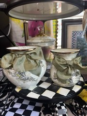Retired Mackenzie Childs Aurora Enamel Medium 5” Vase With Ribbon