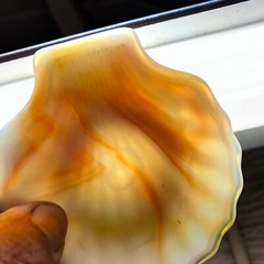 Vintage AKRO AGATE Shell Trinket Dish Ashtray Slag Glass