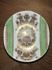 Vintage Austrian Hand-painted Enameled Metal Trinket Dish Signed 3.25” X 2.75”P1