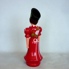 Hungarian Wooden Folk Art Doll Hand Painted Tole Ware Traditional Costume 5″ VGC