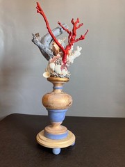 Vintage Italian Baroque Grotto Style Giltwood Faux Red Coral & Driftwood Article