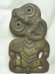 antique guardian effigy clay sculpture art bird human God deity