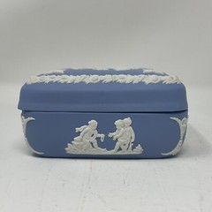 Wedgwood Jasperware Blue Square Lidded Trinket Box – 4” x 4” – Homer