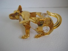 KG & Co. Gold Plated Yellow Lab Dog Swarvoski Crystals 3 in.