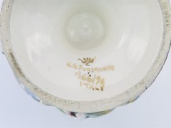 Capodimonte Footed Candy Dish with Lid Featuring Cherub Finial