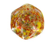 Stunning Hand Blown Art Glass Design Ruffle Bowl Confetti Orange/Green/Yellow