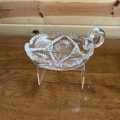 Vtg~American Brilliant Lead Crystal Cut Glass~Candy Dish with Handle