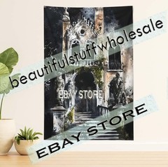 Gothic Gate Wall Hanging Tapestry Haunted Fantasy 39X59 in