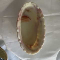 Vintage Akro Agate Marbled Oval Candy Dish