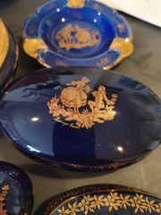 Limoges Castel French Porcelain Blue & gold Collection 10 Piece Set Miniature