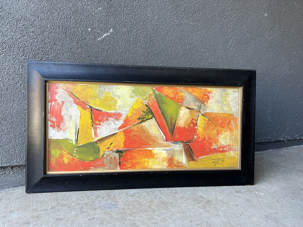 Brittini Painting Artist Abstract Modernist Pop Art Mid Century Mcm vintage