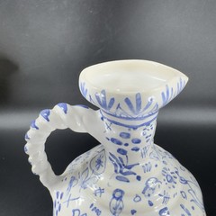 VTG Hand Made Swedish Pottery Carafe Pitcher With Braided Handle Artist Marked