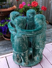 TABLE vtg circle of friends mayan aztec mexican candle garden sculpture western