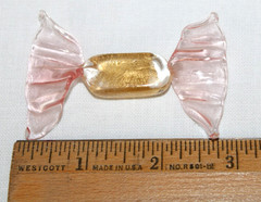 6 Glass Wrapped Candy Pieces Murano Style With Clear Glass Unbranded Bowl-WRC
