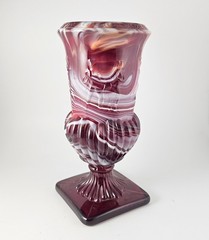 Imperial Glass Red & White Slag Dancing Ladies Neoclassical Nymphs Footed Vase