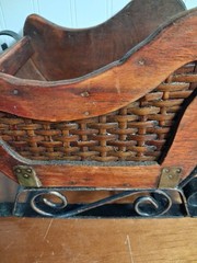 VINTAGE RUSTIC SLEIGH METAL TWIGS WOOD,DECORATIVE ITEM,HEAVY,STUDY