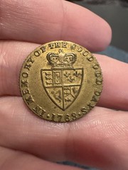 1768 GEORGE III GREAT BRITAIN SPADE GUINEA IN MEMORY OF THE GOOD OLE DAYS TOKEN