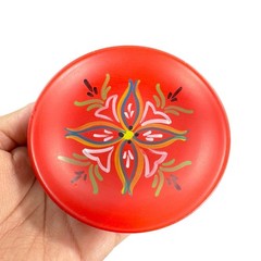 VTG Norway Folk Art Wooden Dish Plate Hand Painted Sogndal Red Floral Round Dish