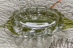 Vintage Avon, Oval,Clear Crystal Glass Dish, Heavy Glass, Jagged Edge, 5″ Long!