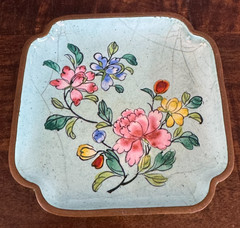 Set of 2 Vintage Cloisonné Enamel on Copper Trays Trinket Dishes READ 4.25×3.5”