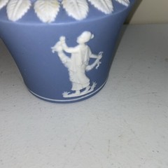 Jasperware Pitcher Jug Neoclassical & Vase Pot Bowl Wedgewood Blue 2pc