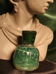 TIME OF CHRIST JESUS, LARGE HEAVY ANCIENT ROMAN GLASS BOTTLE CIRCA 100 BC-300 AD