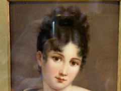 Antique Painted Plaque of Juliette Recamier Framed After Francois Gerard