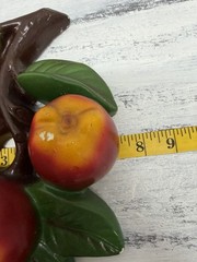 Vtg Chalkware Fruit Plaque 3D Relief Apples On A Branch Retro MCM Wall Decor