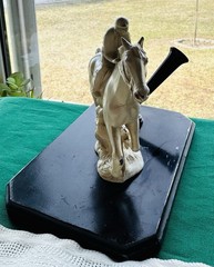 Vintage Desktop Fountain Pen Holder Cast Metal Race Horse #5