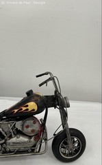 Vintage Motorcycle Metal Art Handcrafted Black Yellow Flame Great Condition 12″