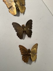 3 Vintage Home Interiors Brass Metal Butterfly Wall Hangings