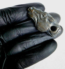 300 BC Ancient Carved Engraved Gemstone Pendant Medallion Amulet Horse Head